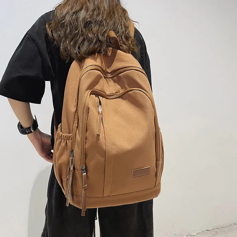 Mochila Escolar Unissex Cor Solida Tendência Moda