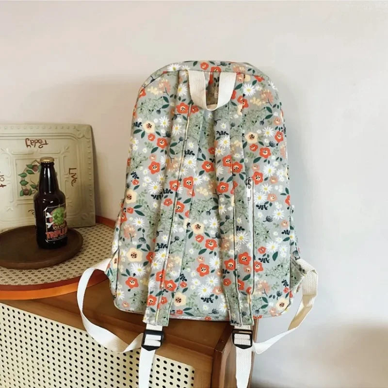 Mochila Escolar Floral Universitário  Estampada    De Bolsos