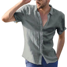 Camisa Social Masculina De Linho Mangas Curtas De Botões Moda Havaiana