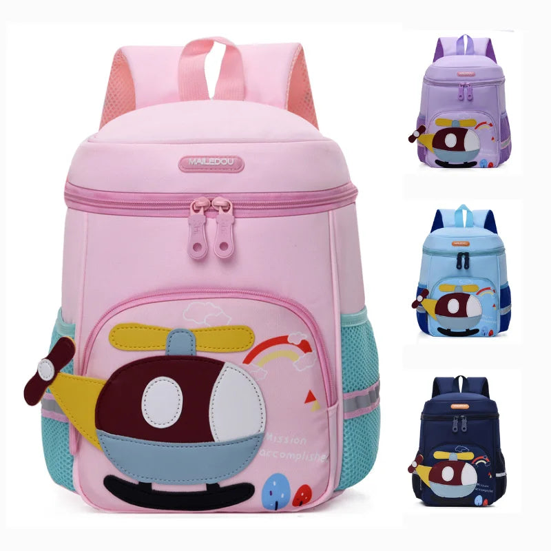 Mochila Escolar Infantil com Design Helicóptero