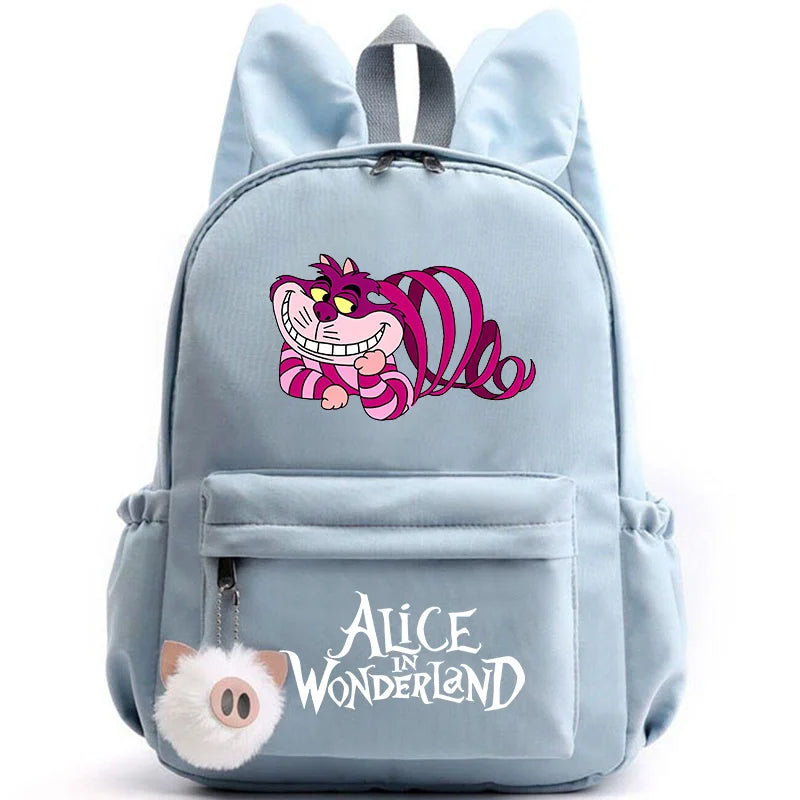 Mochila Escolar Infantil Alice no País das Maravilhas De Alta Qualidade