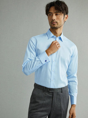 Camisa Social Masculina Montluxe em Algodão Azul Claro