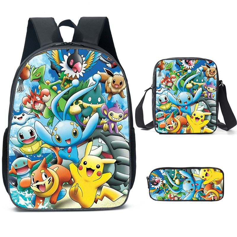 Kit Escolar Pokémon: Mochila, Bolsa de Ombro e Estojo