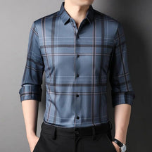 Camisa Social Masculina Listrada Manga Longa Slim Brighton