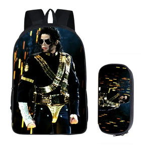 Kit Mochila Escolar Unissex Com Estojo Estampa Cantor Michael Jackson