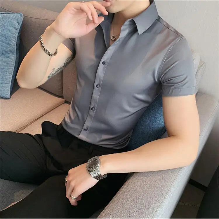 Camisa Masculina Social Manga Curta Monocromática