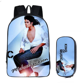 Kit Mochila Escolar Unissex Com Estojo Estampa Cantor Michael Jackson