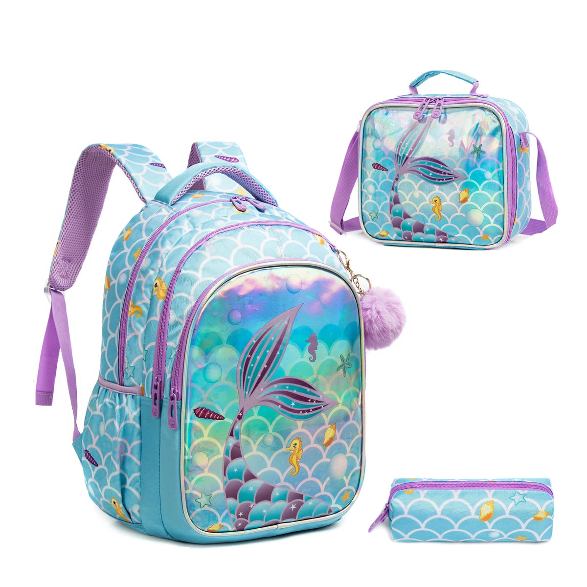 Kit Mochila Infantil Feminina Modelo Cauda