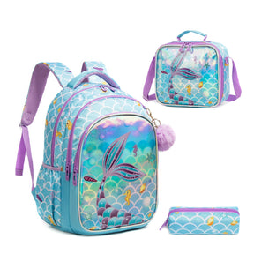 Kit Mochila Infantil Feminina Modelo Cauda