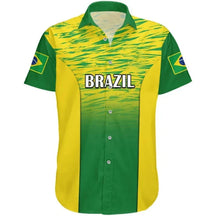 Camisa Casual Masculina Com Estampa Bandeira do Brasil Moda Havaiana