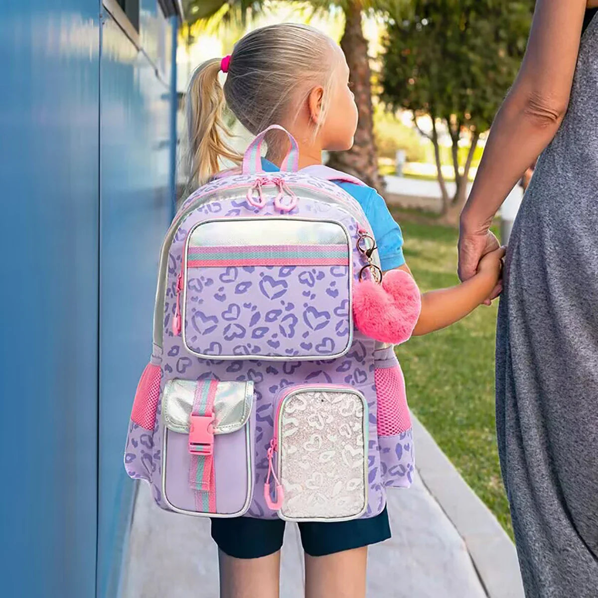 Mochila Escolar  Infantil Para Meninas Crianças Juvenil Com 3Pçs