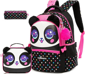 Kit Mochila Escolar Infantil com Lancheira e Estojo 3em1 Panda