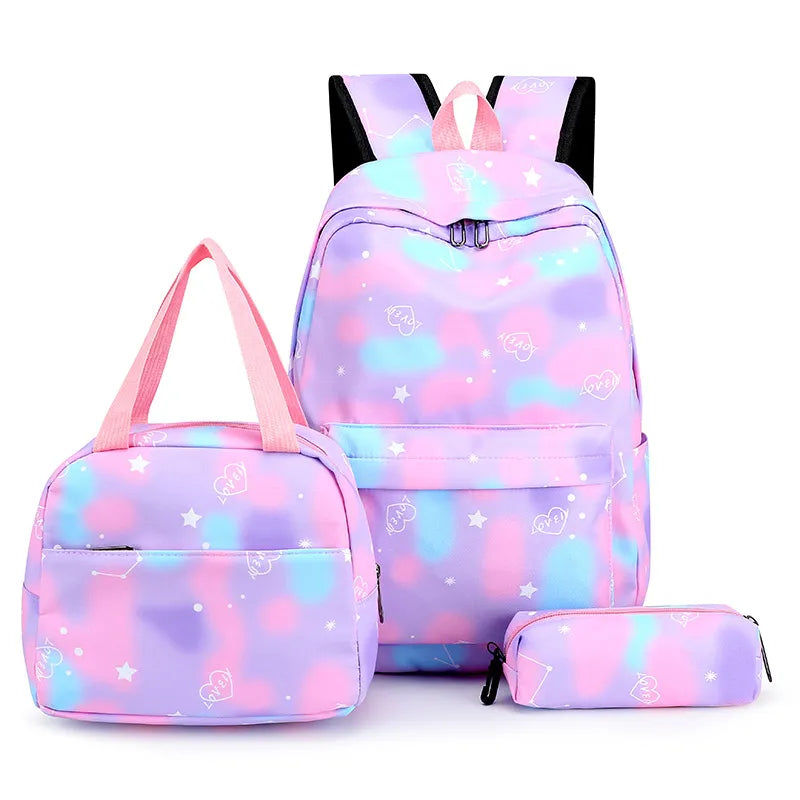 Kit Escolar com 3 Peças para Meninas: Mochila, Lancheira e Estojo