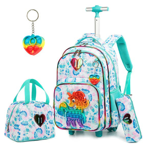 Kit Mochila Infantil Feminina de Rodinha Colorida