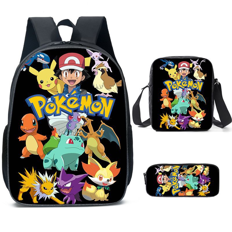 Kit Escolar Pokémon: Mochila, Bolsa de Ombro e Estojo