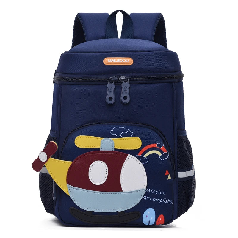 Mochila Escolar Infantil Unissex Estampa Helicóptero Design Arredondado