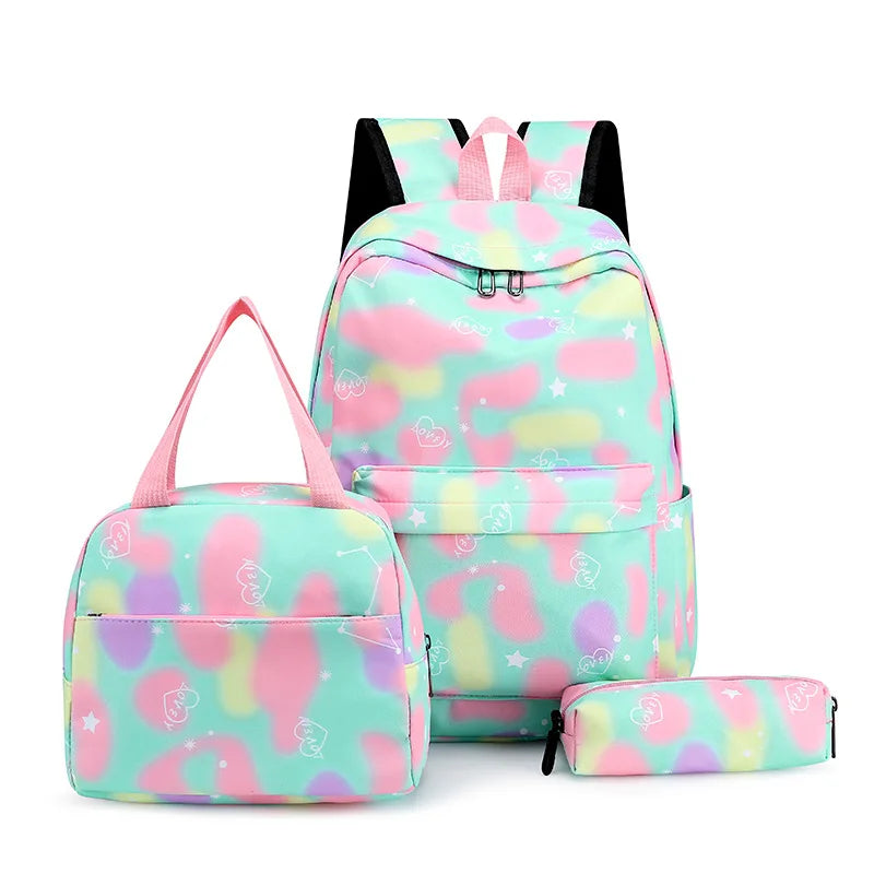 Kit Escolar com 3 Peças para Meninas: Mochila, Lancheira e Estojo