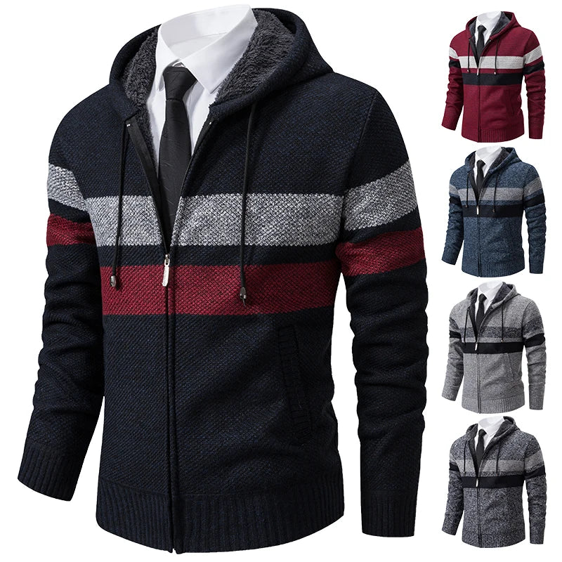 Jaqueta Masculina Com Capuz cardigan Listrado