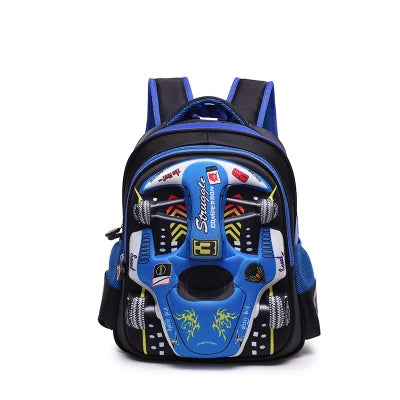 Mochila Escolar Carro 3D de Corrida para Meninos