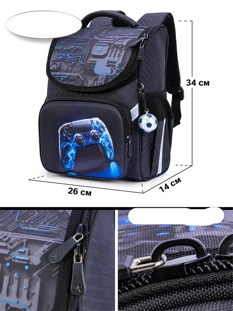 Mochila Escolar Masculina Estampa Controle Gamer Com Chaveiro Material de Qualidade