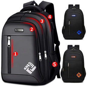 Mochila Escolar Masculina Com Entrada USB Multifuncional Impermeável