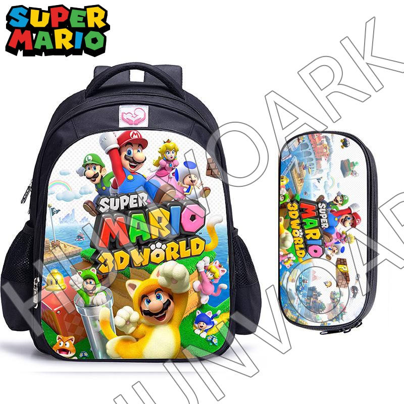 Kit Escolar Super Mario Bros, 2 Peças: Mochila e Estojo - CityBag