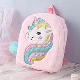 Mochila Escolar Infantil Feminina De Pelúcia Estampa Unicórnio