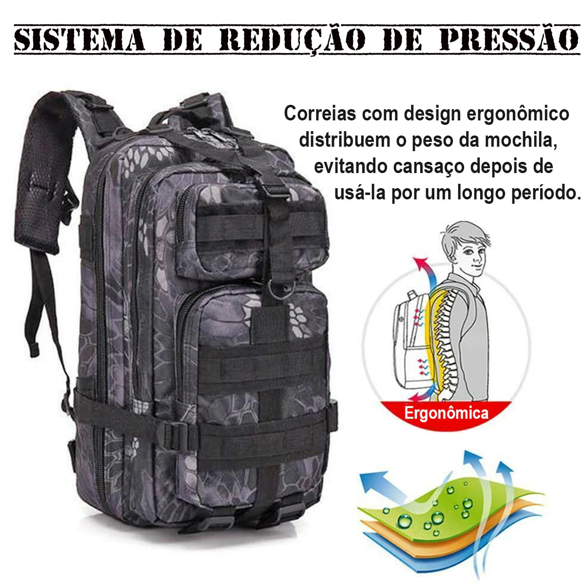 Mochila Multiuso Militar Tática Cargueira 30 Litros para Camping