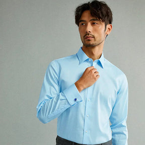 Camisa Social Masculina Montluxe em Algodão Azul Claro