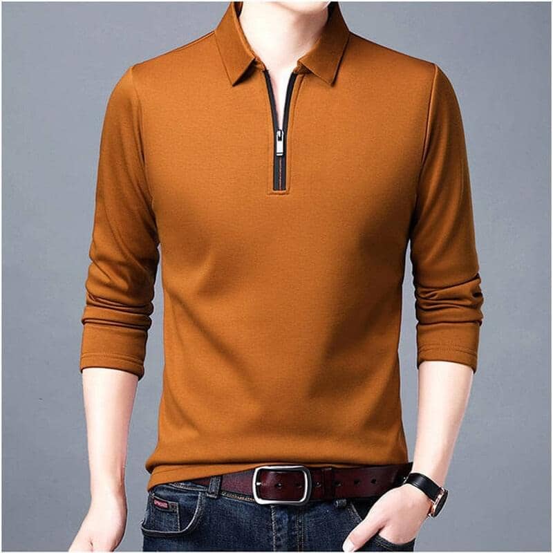 Camisa Social Masculina Manga Longa com Zíper Elegance