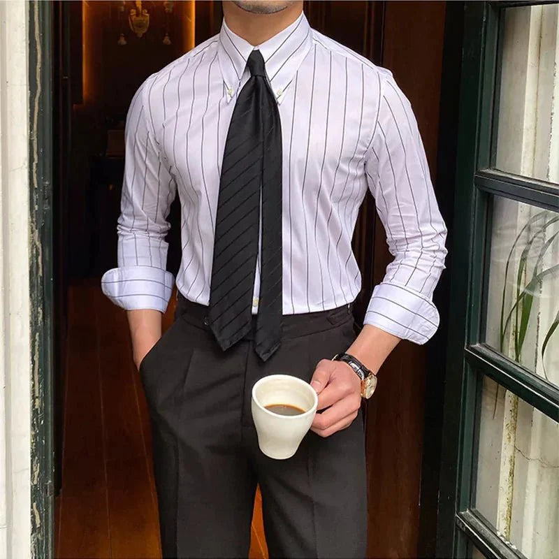 Camisa Social Masculina Listrada Elviro