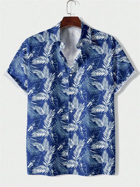 Camisa Masculina Tropical Manga Curta com Estampa de Coqueiros - Moda Praiana