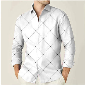 Camisa Masculina de Manga Longa com Botões Xadrez Casual e Elegante para o Trabalho