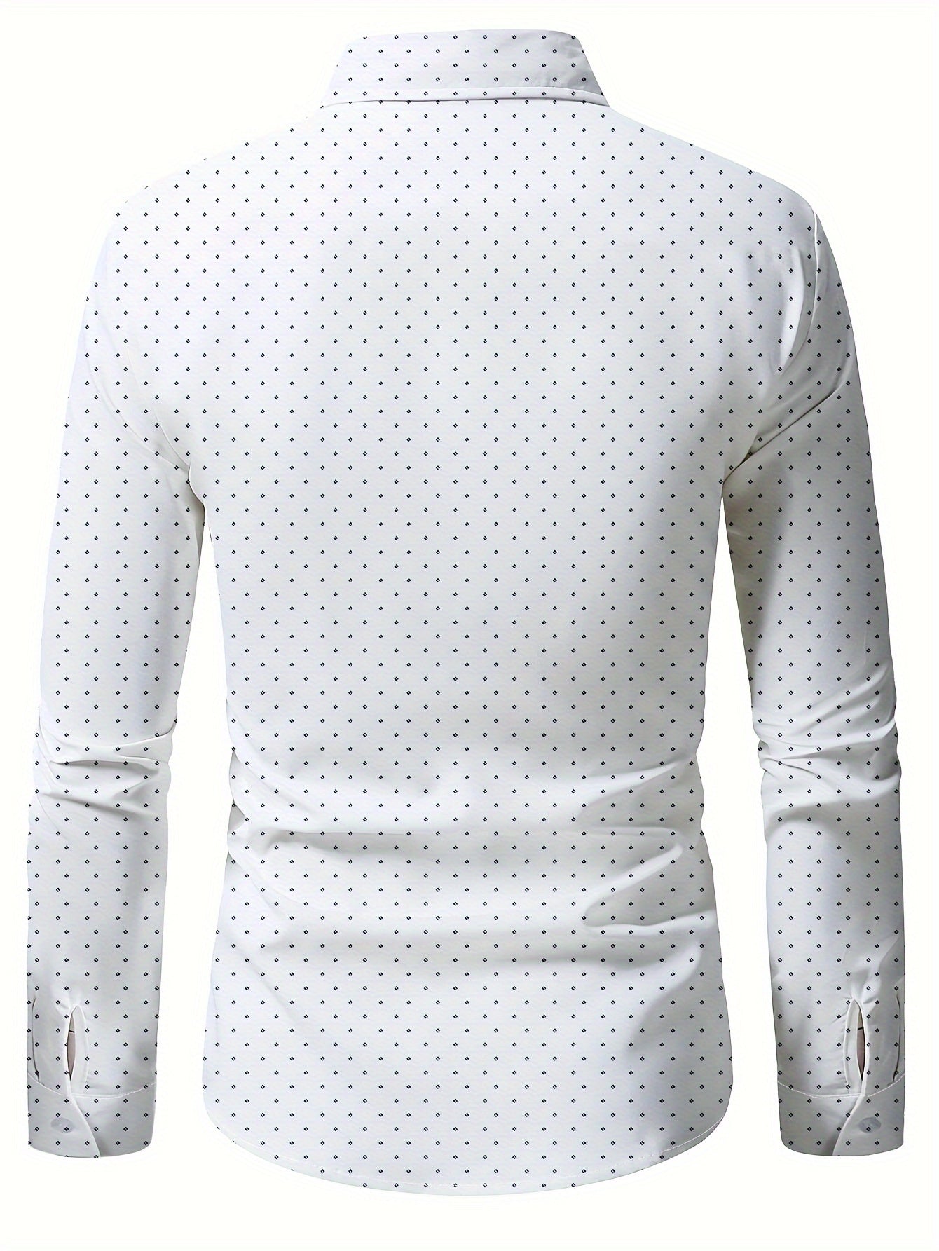 Camisa Masculina Social Manga Longa De Estampa de Bolinhas Elegante