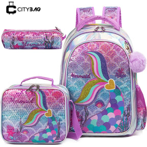 Kit Feminino Escolar Infantil: Mochila, Lancheira e Estojo - CityBag