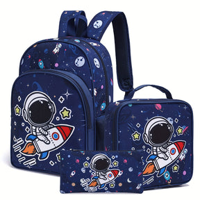 Kit Mochila Astronauta - Mochila, Lancheira e Estojo