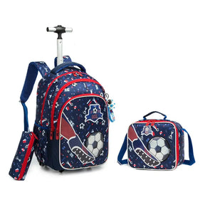 Mochila de Rodinhas, Lancheira e Estojo - Kit Escolar com 3 Peças