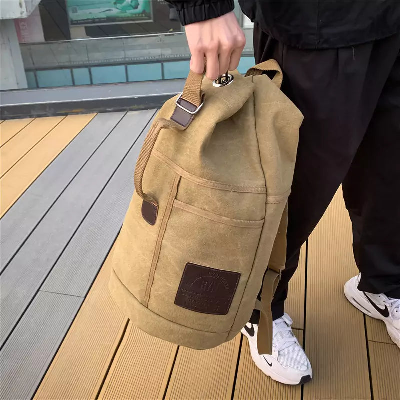 Mochila de Lona Masculina Para Viagem Grande Capacidade 30L