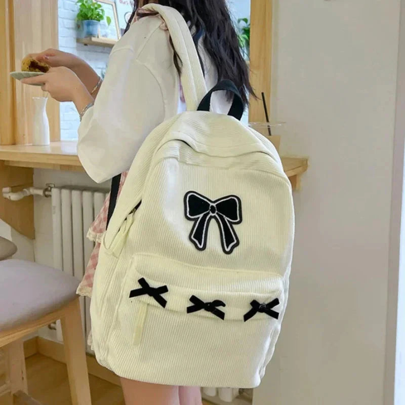 Mochila Escolar Feminina Com Estampa De Laço Mochila de Grande Capacidade