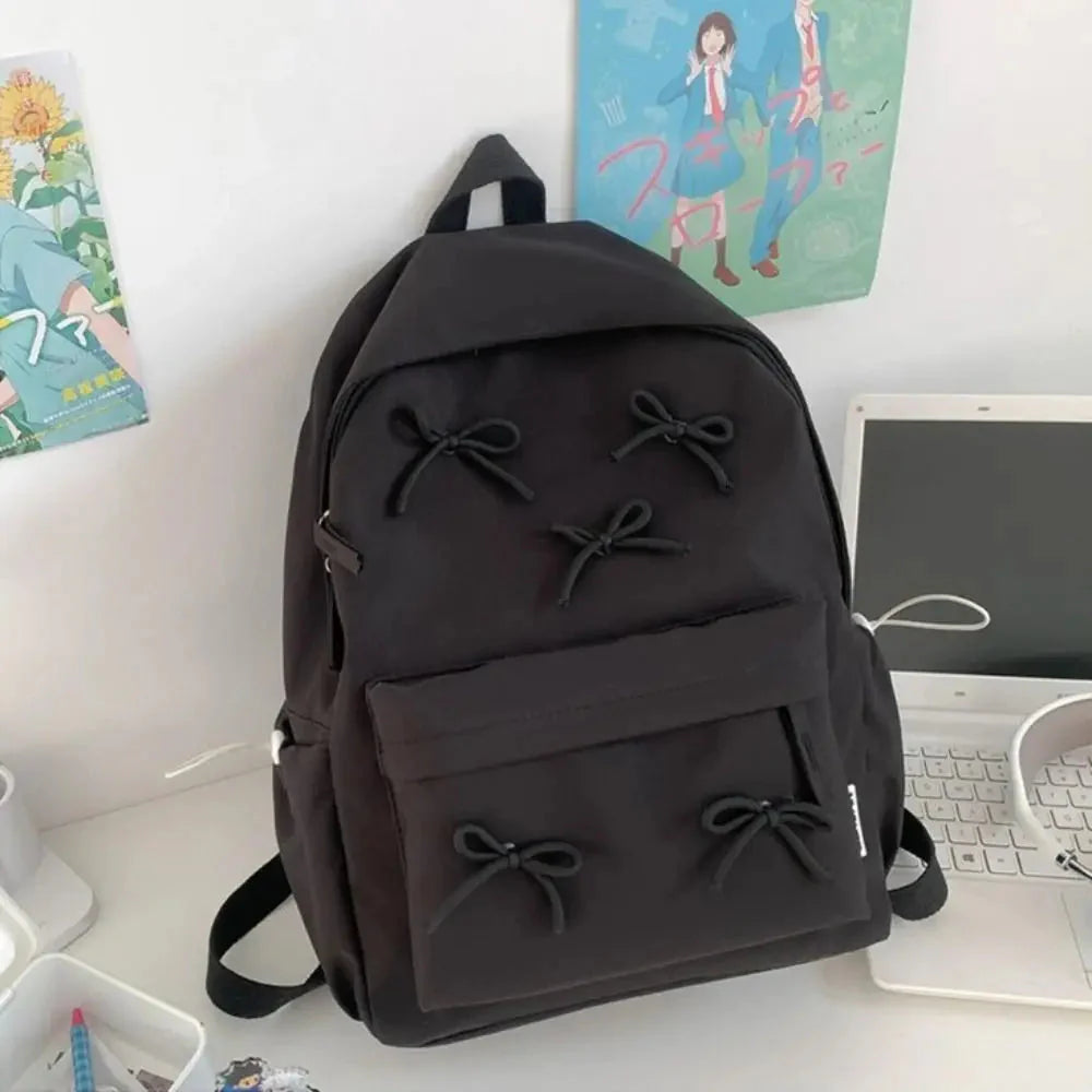 Mochila Escolar Feminina Para Adolescente Com Detalhe De Laço Com Chaveiro