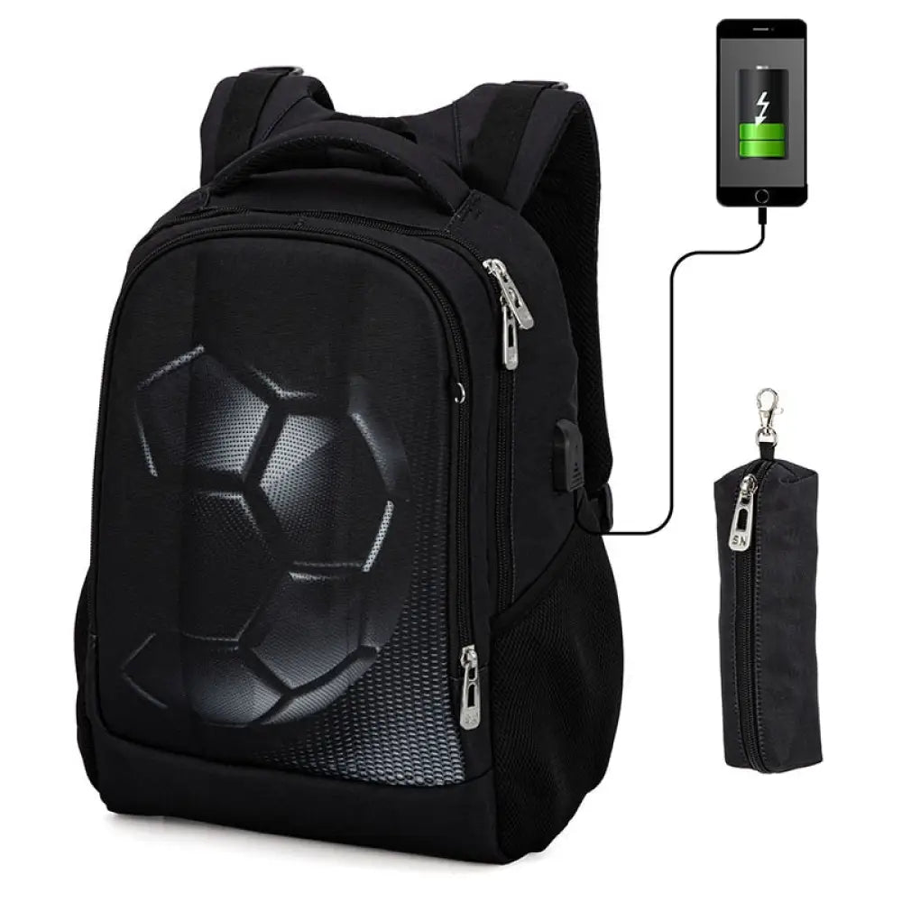 Mochila Escolar Infantil Bola de Futebol 3D + Estojo de Brinde - MCH25