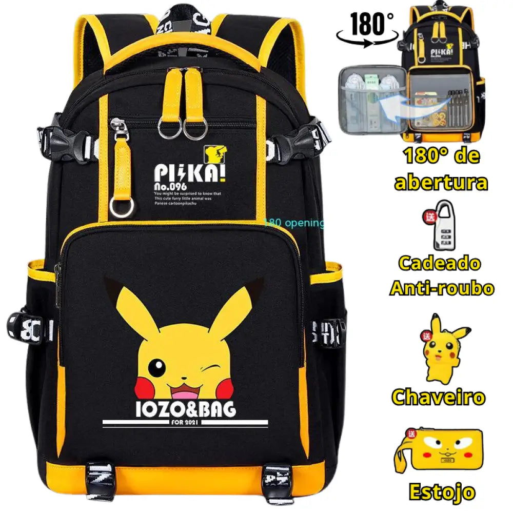 Mochila Escolar Luminosa do Pokémon Pikachu - MCH40