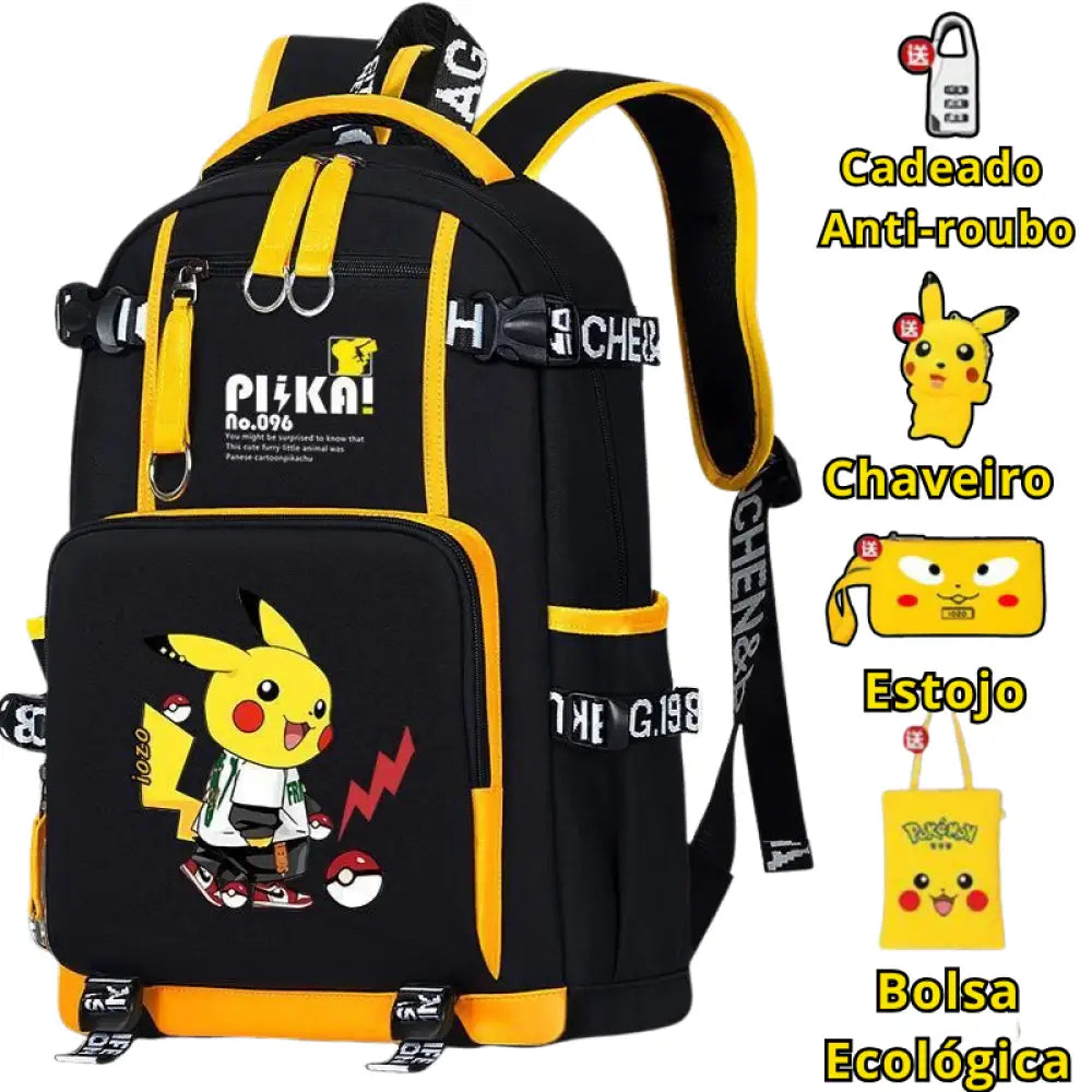 Mochila Escolar Luminosa do Pokémon Pikachu - MCH40