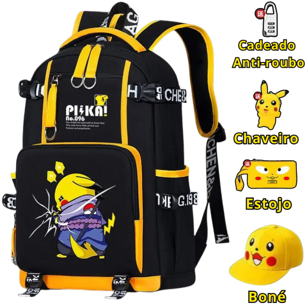 Mochila Escolar Luminosa do Pokémon Pikachu - MCH40