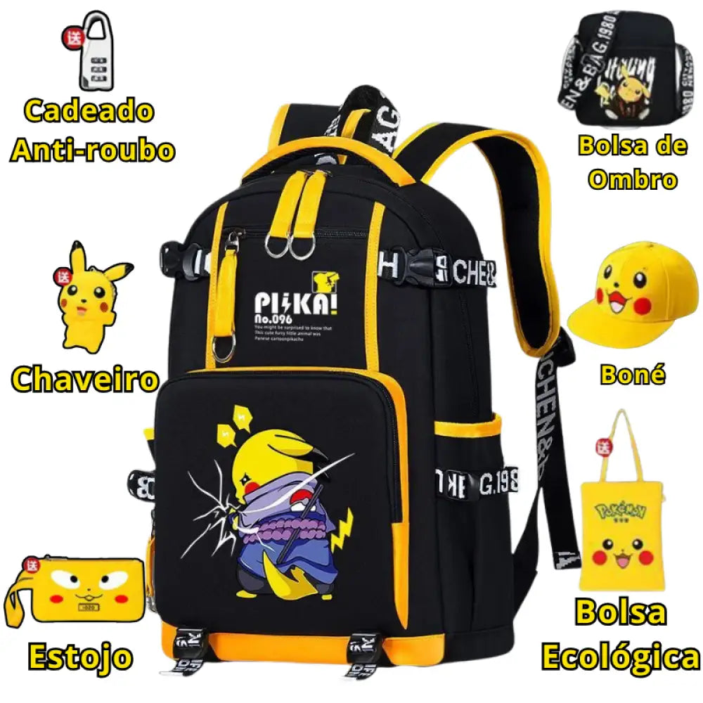 Mochila Escolar Luminosa do Pokémon Pikachu - MCH40