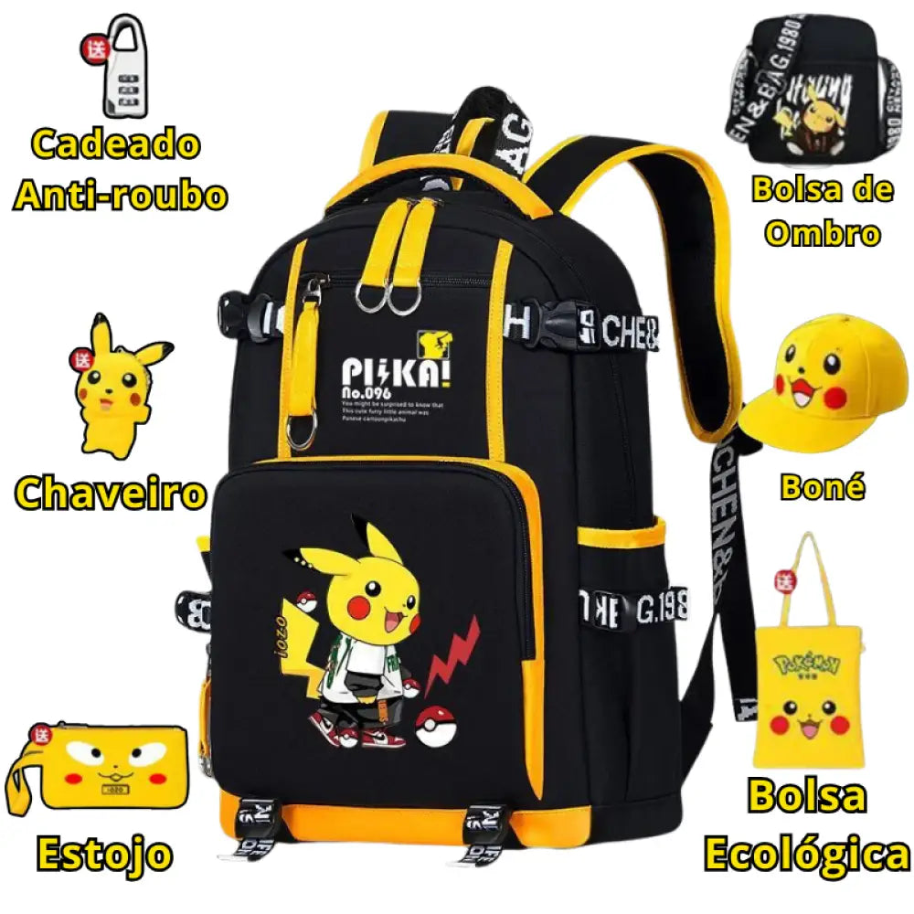 Mochila Escolar Luminosa do Pokémon Pikachu - MCH40