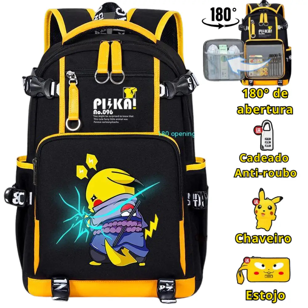 Mochila Escolar Luminosa do Pokémon Pikachu - MCH40