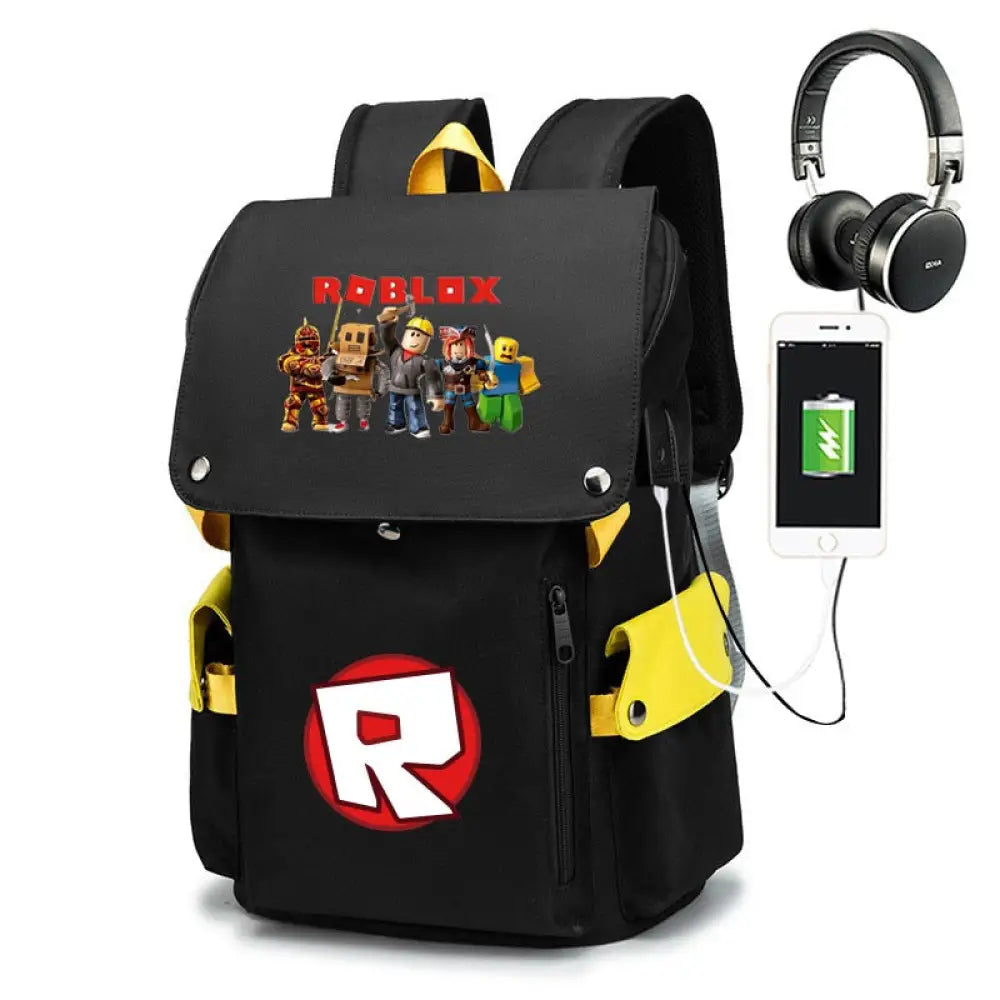 Mochila Escolar Roblox com Entrada de Fones de Ouvido e USB - MCH57