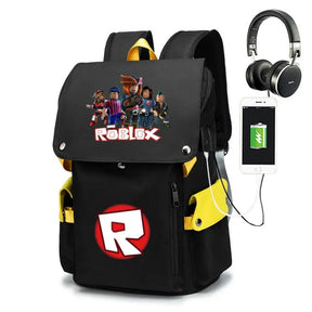 Mochila Escolar Roblox com Entrada de Fones de Ouvido e USB - MCH57