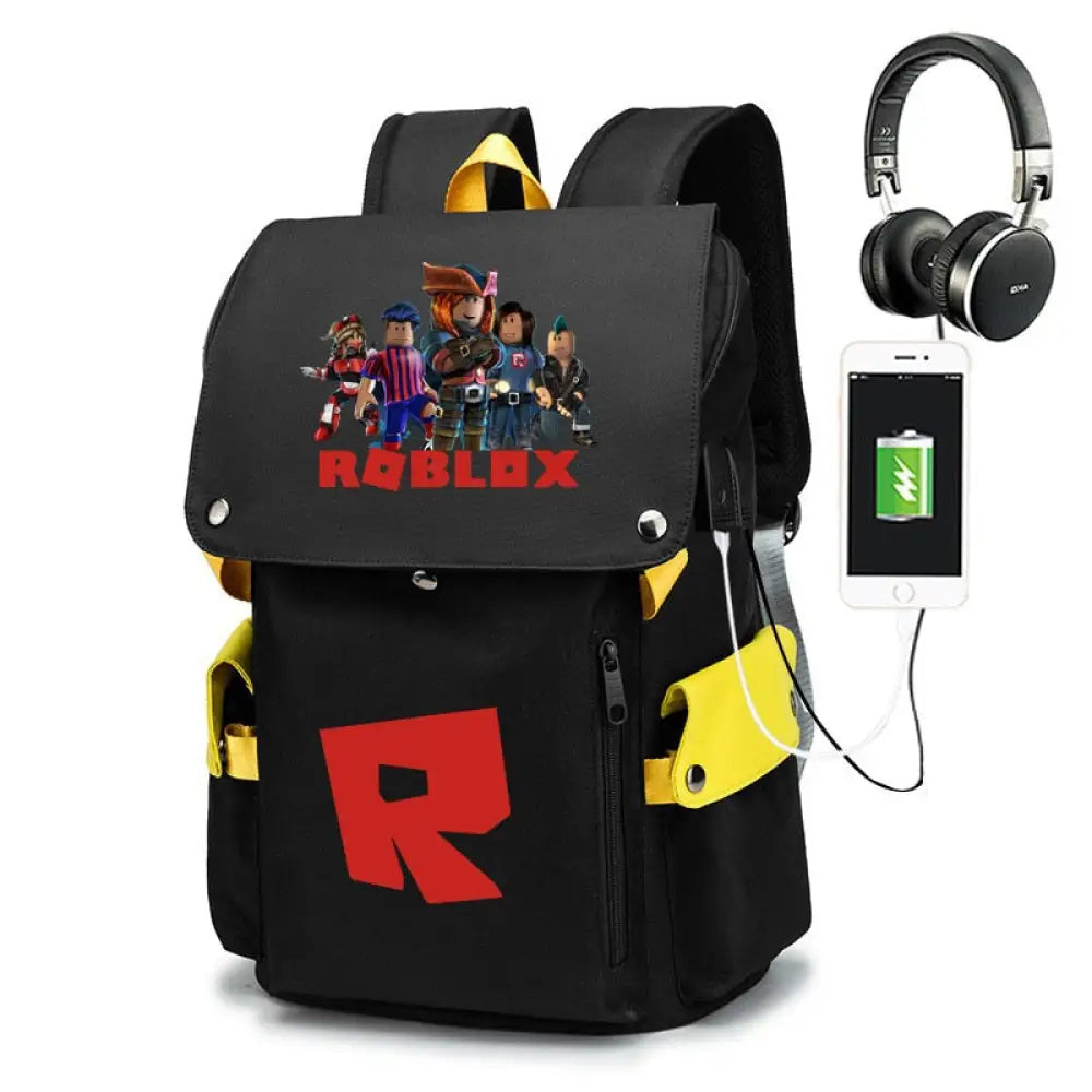 Mochila Escolar Roblox com Entrada de Fones de Ouvido e USB - MCH57